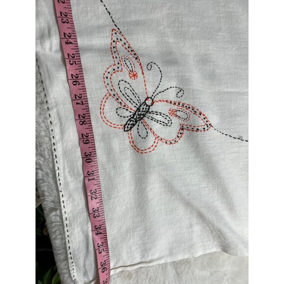 Embroidered flower butterfly tablecloth multicolored - Picture 4 of 6